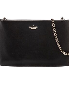kate spade Black Saffiano Leather Crossbody with Gold Chain